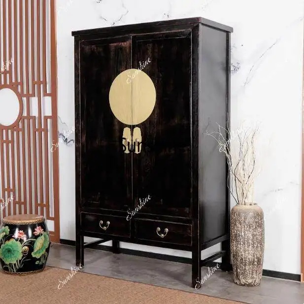 New Chinese wardrobe double door home solid wood modern retro
New Chinese wardrobe double door home solid wood modern retro