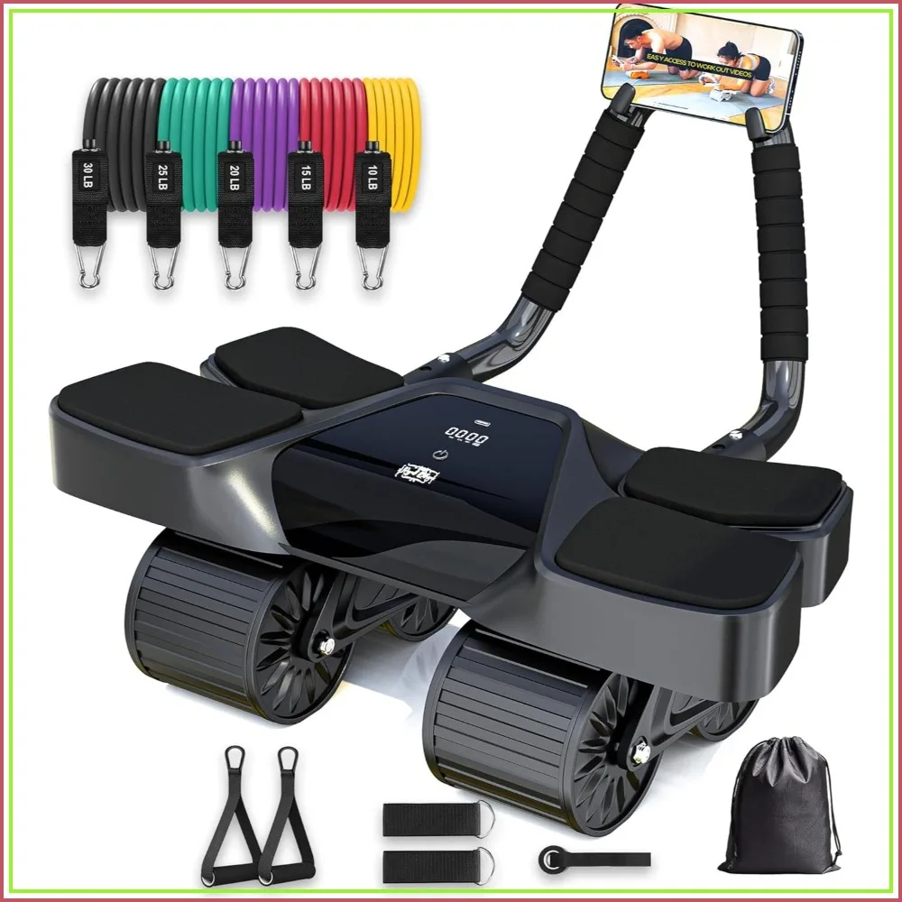 4-Wheel Ab Roller with Resistance Bands, Ankle Straps, Door Anchor, Handles & Travel Bag, Non-Slip Handles
4-Wheel Ab Roller with Resistance Bands, Ankle Straps, Door Anchor, Handles & Travel Bag, Non-Slip Handles