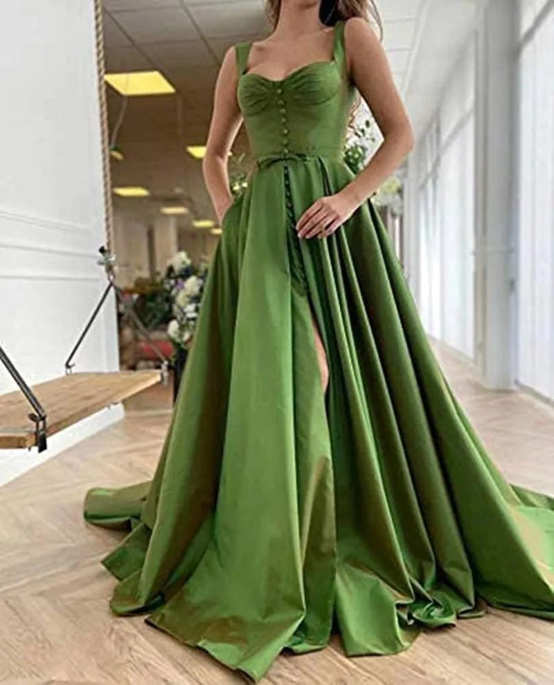 Women's Spaghetti Straps Dresses Sweetheart Satin Prom Dress Long Formal Evening Gowns
Women's Spaghetti Straps Dresses Sweetheart Satin Prom Dress Long Formal Evening Gowns