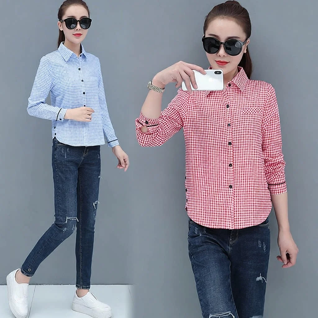 Slim Fit Long Sleeve Shirt Women's Base Layer Casual Fashion Spring Autumn Plaid Korean Style Top Bottom Match All Ladies Blouse
Slim Fit Long Sleeve Shirt Women's Base Layer Casual Fashion Spring Autumn Plaid Korean Style Top Bottom Match All Ladies Blouse