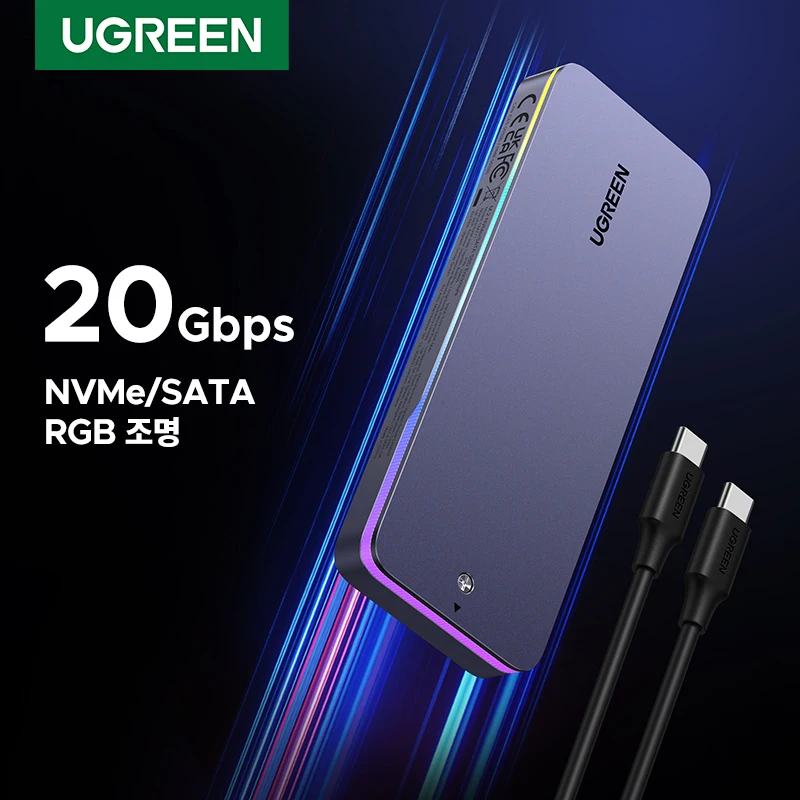 UGREEN 20 Гбит/с M.2 SSD Корпус NVMe SATA SSD Адаптер корпуса USB 3.2 Gen2 Внешний корпус поддерживает эффект освещения RGB
UGREEN 20 Гбит/с M.2 SSD Корпус NVMe SATA SSD Адаптер корпуса USB 3.2 Gen2 Внешний корпус поддерживает эффект освещения RGB