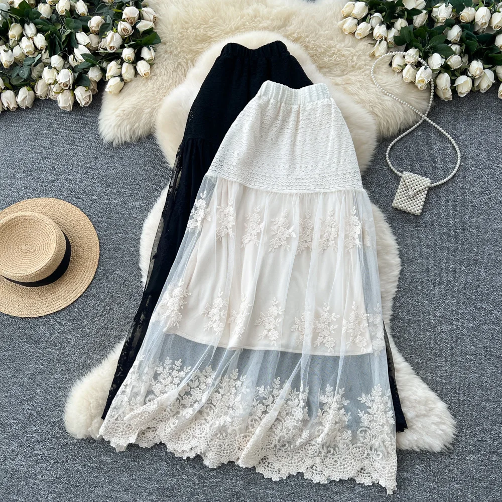 Женские прозрачные однотонные юбки, кружевная сетчатая юбка длиной до щиколотки, с эластичной резинкой на талии, свободный крой, элегантная повседневная юбка весна-осень 2023 г.
Женские прозрачные однотонные юбки, кружевная сетчатая юбка длиной до щиколотки, с эластичной резинкой на талии, свободный крой, элегантная повседневная юбка весна-осень 2023 г.