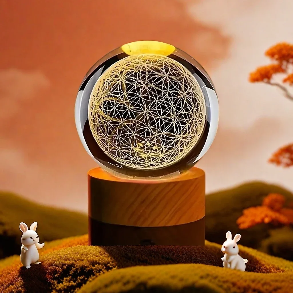 6cm 3D Flower of Life Crystal Ball with USB-powered Wood LED Nightlights Meditation Chakra Glass Ball Home Decoration Gifts
6cm 3D Flower of Life Crystal Ball with USB-powered Wood LED Nightlights Meditation Chakra Glass Ball Home Decoration Gifts