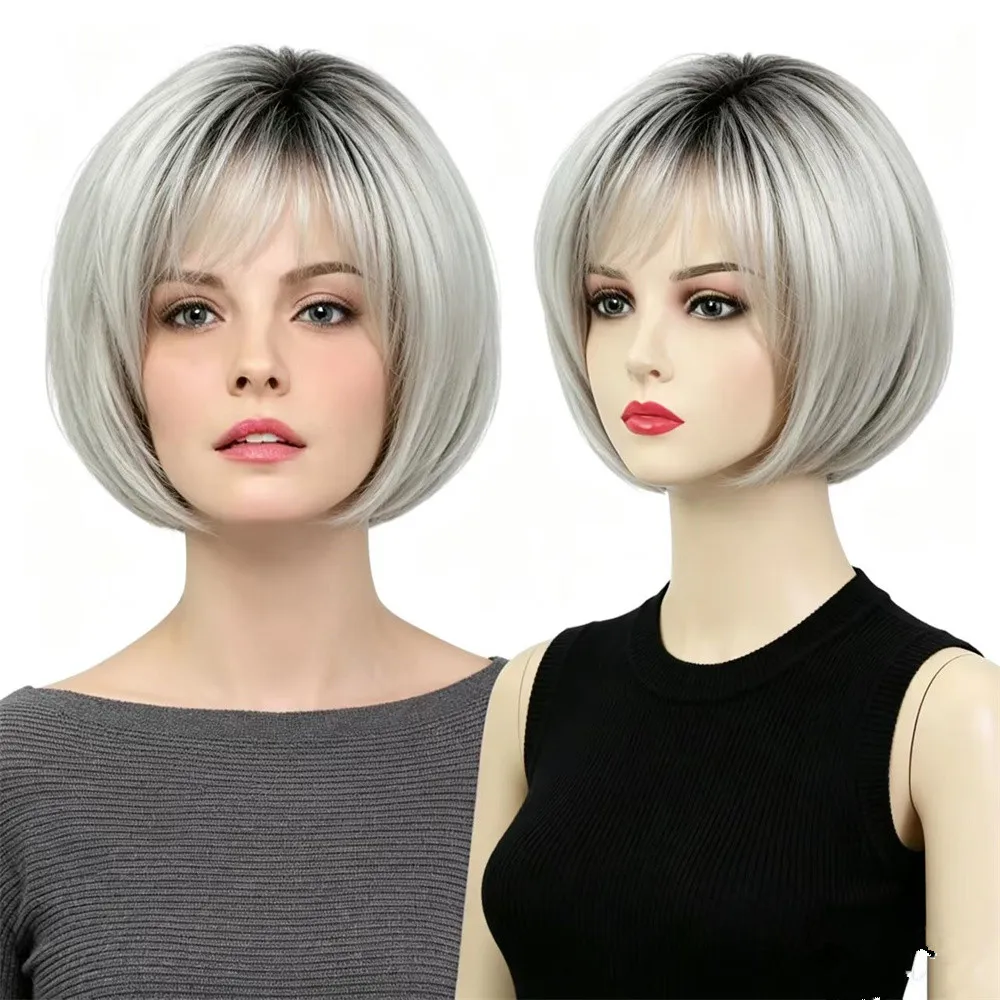 Short Silver Gray Bob Wig with Dark Roots Synthetic Hair for Women Natural Straight Heat Resistant Wigs Daily Party Use
Short Silver Gray Bob Wig with Dark Roots Synthetic Hair for Women Natural Straight Heat Resistant Wigs Daily Party Use