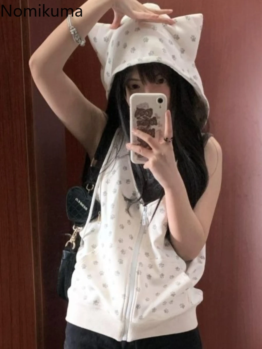 Streetwear Casual Sleeveless Hoodies Women's Clothes Print Hooded Zipper Sweatshirts Cute Y2k Tops Chic Summer Hoodie Ropa Mujer
Streetwear Casual Sleeveless Hoodies Women's Clothes Print Hooded Zipper Sweatshirts Cute Y2k Tops Chic Summer Hoodie Ropa Mujer