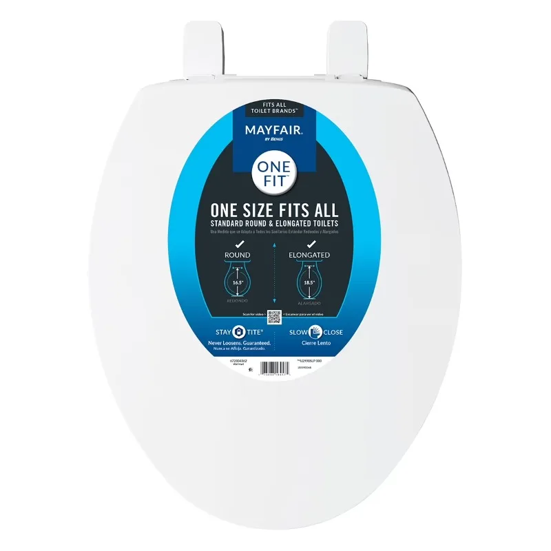 Mayfair by Bemis One Fit™ Universal Plastic Toilet Seat White Never Loosens Slow-Close
Mayfair by Bemis One Fit™ Universal Plastic Toilet Seat White Never Loosens Slow-Close
