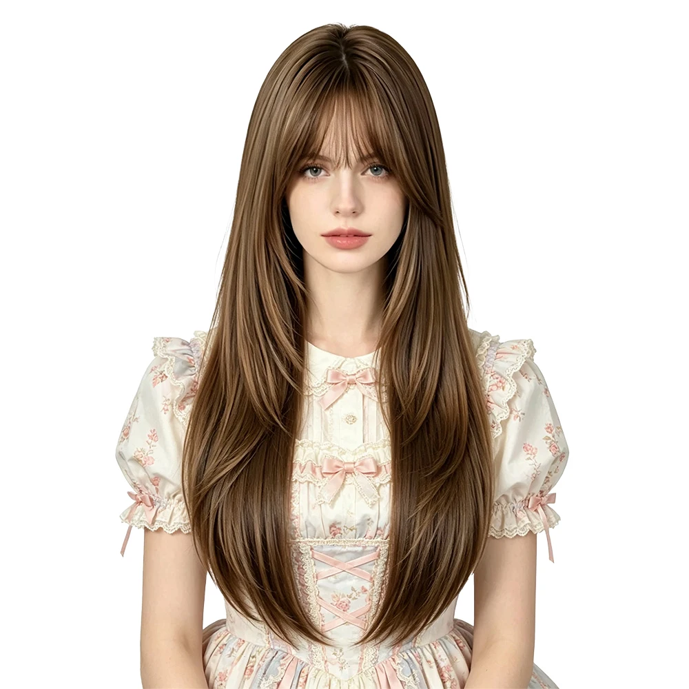 Light Brown Layered Long Straight Wig with Air Bangs For Women Natural Looking Synthetic Wig Heat Resistant Daily Party Cosplay
Light Brown Layered Long Straight Wig with Air Bangs For Women Natural Looking Synthetic Wig Heat Resistant Daily Party Cosplay