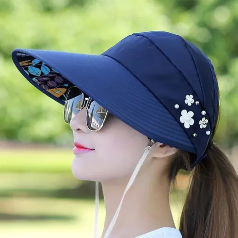 Cappello da sole da esterno con coda di cavallo in stile bohémien estivo, semplice ed elegante, grande grondaia