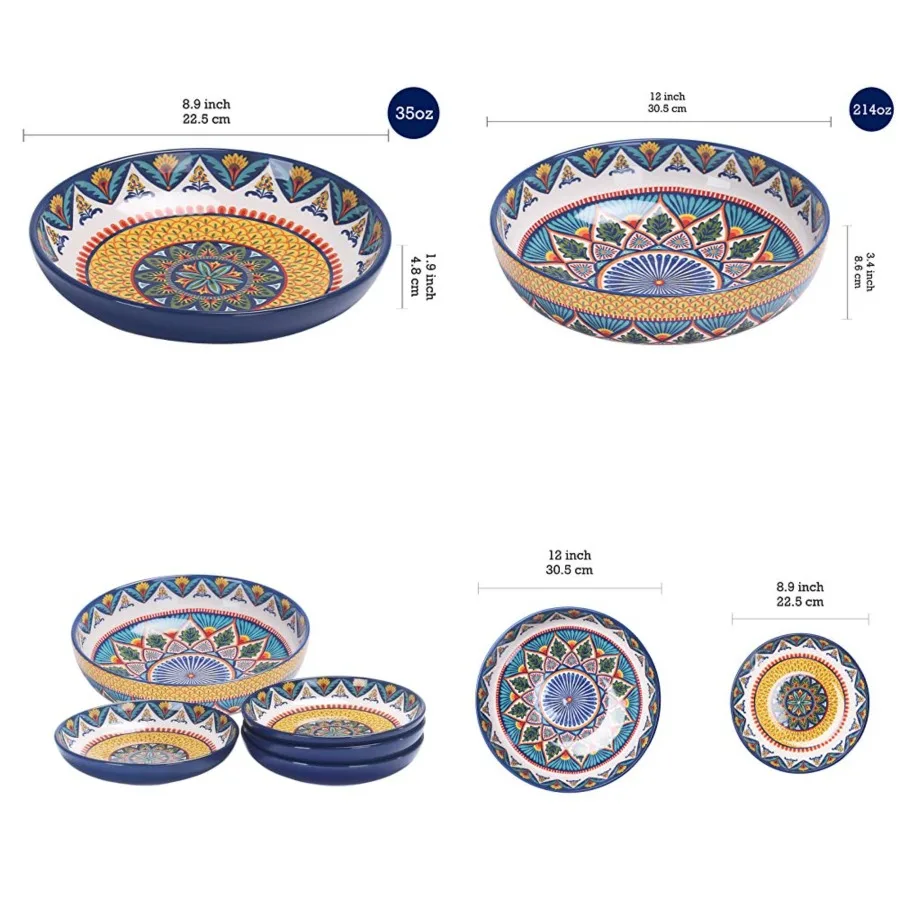 Ceramic Pasta Bowl, Set of 5 1 unit 214oz, 4 units 35oz,for Pasta, Salad, Microwave and Dishwasher Safe, House Warming Gift
Ceramic Pasta Bowl, Set of 5 1 unit 214oz, 4 units 35oz,for Pasta, Salad, Microwave and Dishwasher Safe, House Warming Gift
