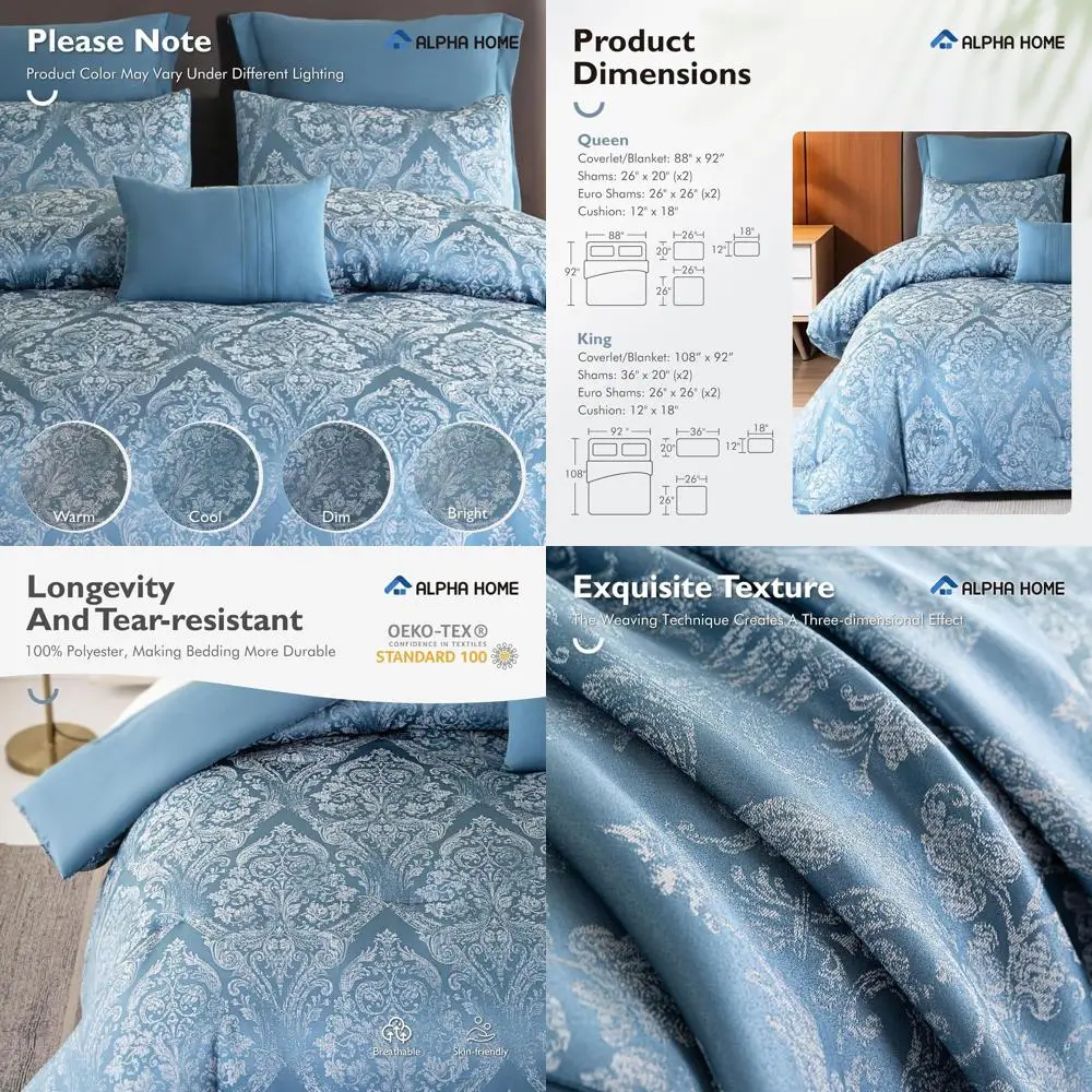 Luxurious King Size Jacquard Comforter Set with Pillows for Year-Round Comfort (1 Comforter, 2 Shams, 2 Euro Shams)
Luxurious King Size Jacquard Comforter Set with Pillows for Year-Round Comfort (1 Comforter, 2 Shams, 2 Euro Shams)