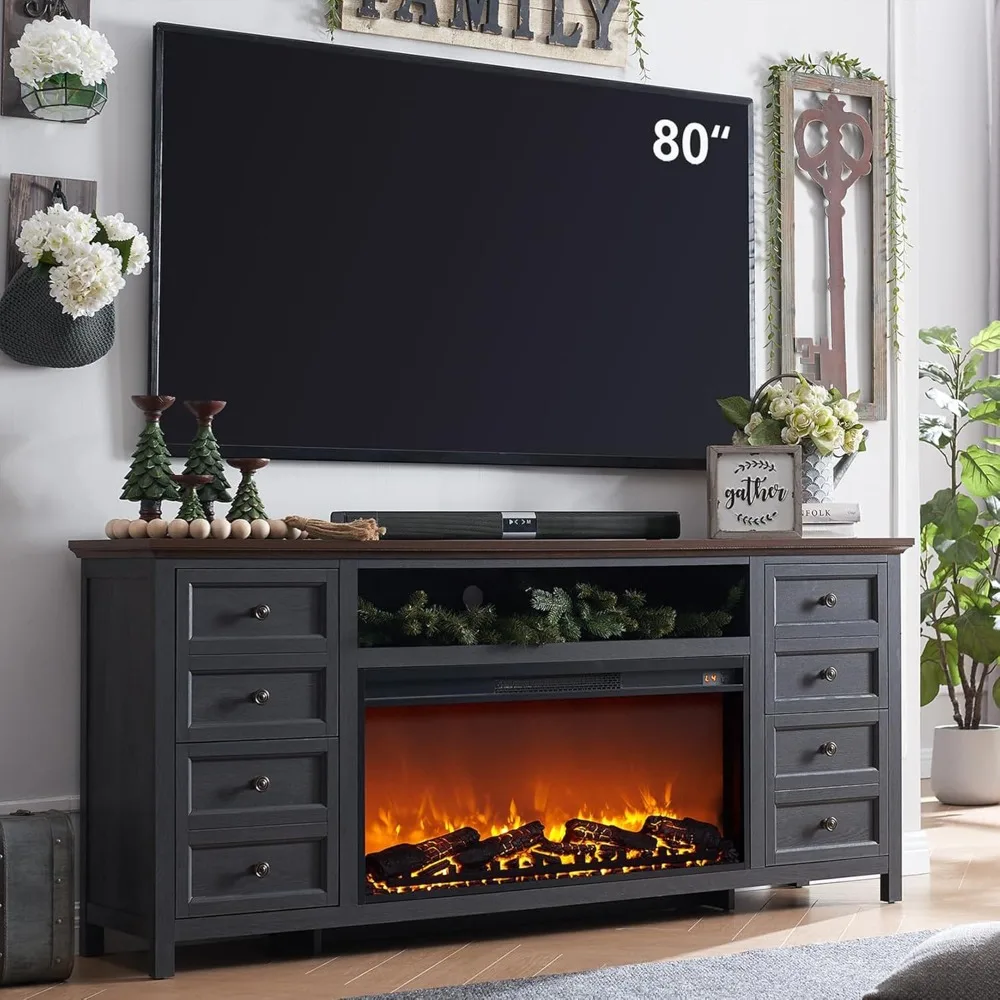 Fireplace TV Stand for TVs up to 80 Inches with 36" Electric Fireplace, 31" Farmhouse Tall Entertainment Center w/Drawer & Adjus
Fireplace TV Stand for TVs up to 80 Inches with 36" Electric Fireplace, 31" Farmhouse Tall Entertainment Center w/Drawer & Adjus