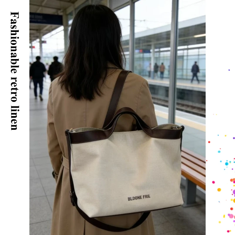 Модная ретро-сумка-тоут из льняной ткани с контрастными вставками, большой вместимости, для повседневных поездок, с возможностью ношения в руке, на одном плече или через плечо, сумка для мамы.
Модная ретро-сумка-тоут из льняной ткани с контрастными вставками, большой вместимости, для повседневных поездок, с возможностью ношения в руке, на одном плече или через плечо, сумка для мамы.