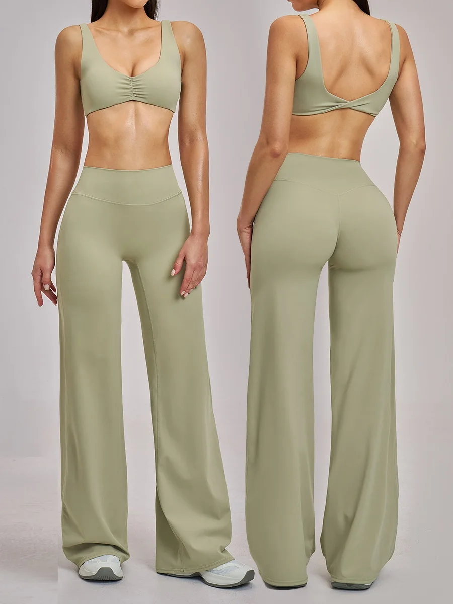 SEEKSUC Women's Yoga Suit Push Up Beautiful Back Bra Tummy Control Lifted Hip Wide Leg Pants Gym Outdoor Leisure Sportswear
SEEKSUC Women's Yoga Suit Push Up Beautiful Back Bra Tummy Control Lifted Hip Wide Leg Pants Gym Outdoor Leisure Sportswear