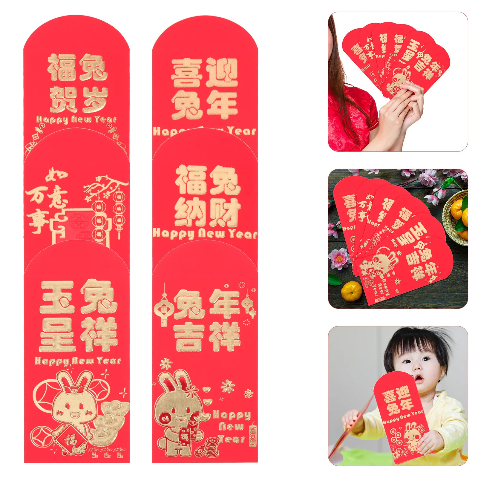 24Pcs Chinese New Year Rabbit Year Red Envelopes Cartoon Paper Red Packets for Money Gift Greeting Cards Spring Festival Luck
24Pcs Chinese New Year Rabbit Year Red Envelopes Cartoon Paper Red Packets for Money Gift Greeting Cards Spring Festival Luck