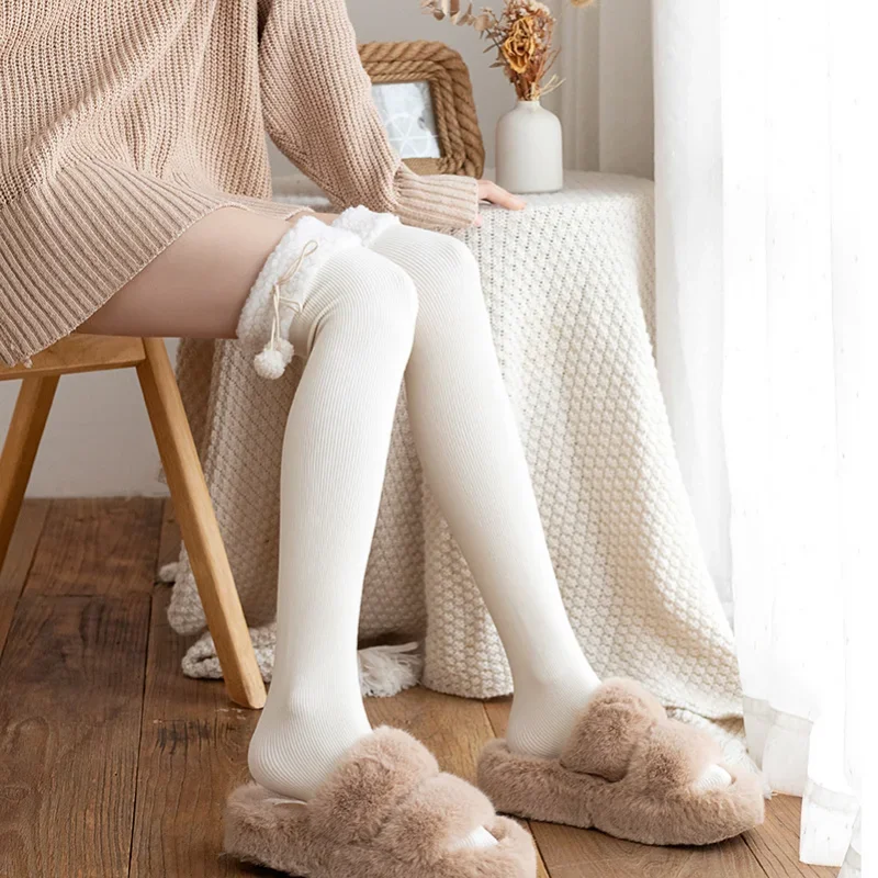 Japanese Vertical Stripe Plush Stockings Autumn Winter Cute Tights Kawaii Lamb Fur Wool Ball Calf Socks Lolita Knee High Socks
Japanese Vertical Stripe Plush Stockings Autumn Winter Cute Tights Kawaii Lamb Fur Wool Ball Calf Socks Lolita Knee High Socks