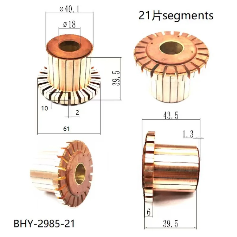 1 Piece 40.1*18*39.5(43.5)*21P Bhy-2985-21 Suitable for Excavators, Engineering Vehicles, Large Trucks, Starter Motor Commutator
1 Piece 40.1*18*39.5(43.5)*21P Bhy-2985-21 Suitable for Excavators, Engineering Vehicles, Large Trucks, Starter Motor Commutator