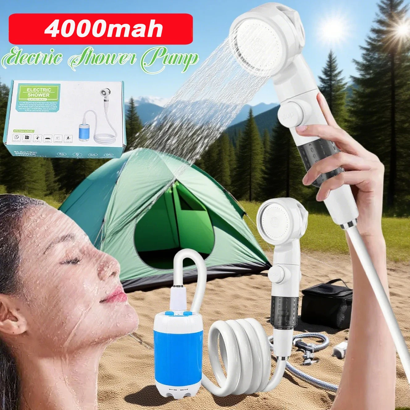 Portable Camping Shower Pump with Digital Display 4000mAh Upgraded Rechargeable Electric Shower Pump for Camping Beach Dormitory
Portable Camping Shower Pump with Digital Display 4000mAh Upgraded Rechargeable Electric Shower Pump for Camping Beach Dormitory