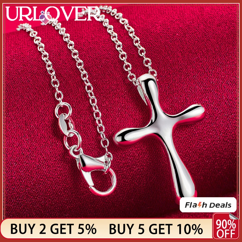 URLOVER 925 Sterling Silver Cross Pendant Necklace For Women Party Engagement Wedding Fashion Charm Jewelry 16-30 Inch Chain
URLOVER 925 Sterling Silver Cross Pendant Necklace For Women Party Engagement Wedding Fashion Charm Jewelry 16-30 Inch Chain