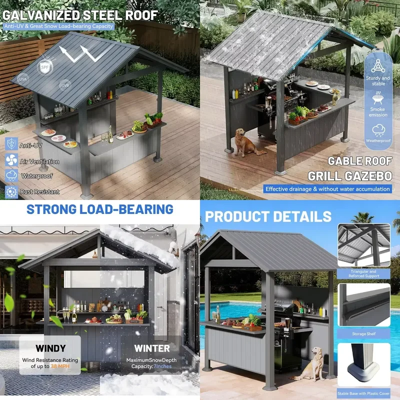 2026 Hot 9.4X6.2 FT Outdoor Hardtop Grill Gazebo with Storage Shelves & Resin Shade System, Galvanized Steel Metal Hard
2026 Hot 9.4X6.2 FT Outdoor Hardtop Grill Gazebo with Storage Shelves & Resin Shade System, Galvanized Steel Metal Hard