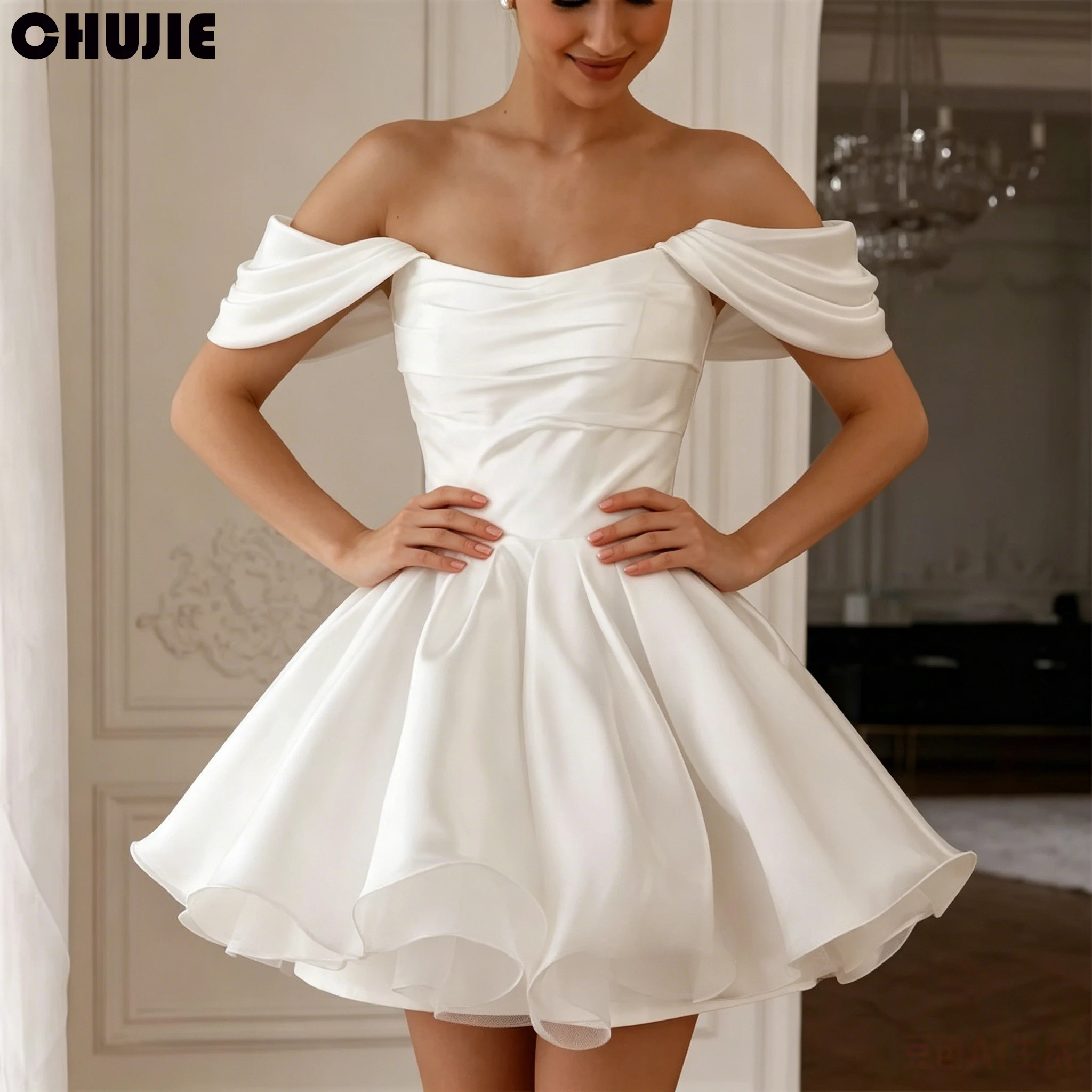 Modest Mini Wedding Dresses Simple Off Shoulder A Line Pleated Elegant Bridal Gown Mini Graduation Cocktail Dress Customized
Modest Mini Wedding Dresses Simple Off Shoulder A Line Pleated Elegant Bridal Gown Mini Graduation Cocktail Dress Customized