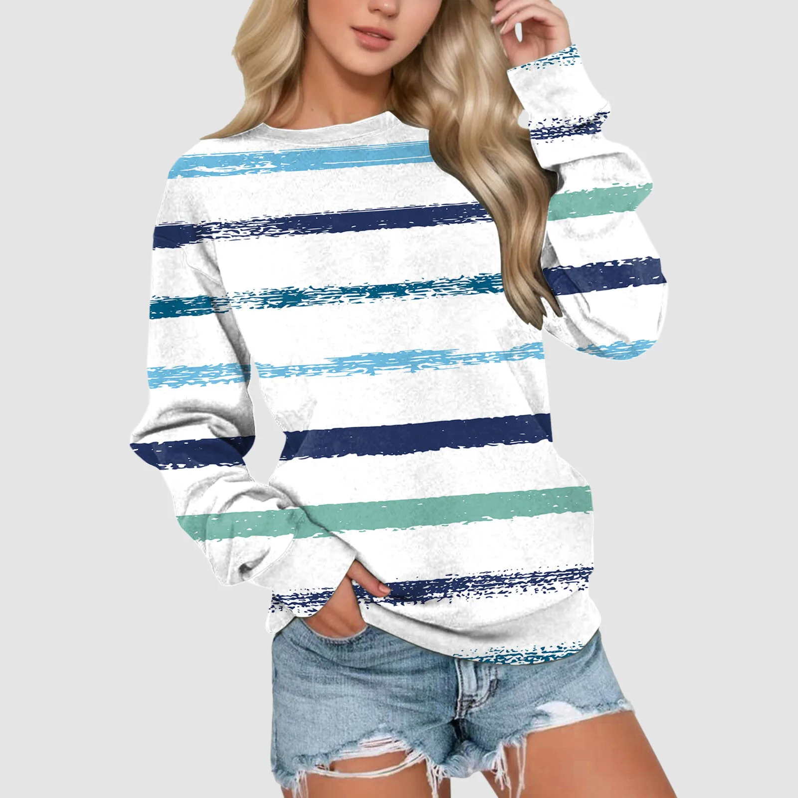 Striped Printed Long Sleeve Sweatshirt Women 2023 Round Neck Loose Pullover Top Autumn Sweatshirts Casual Hoodie Streetwear
Striped Printed Long Sleeve Sweatshirt Women 2023 Round Neck Loose Pullover Top Autumn Sweatshirts Casual Hoodie Streetwear