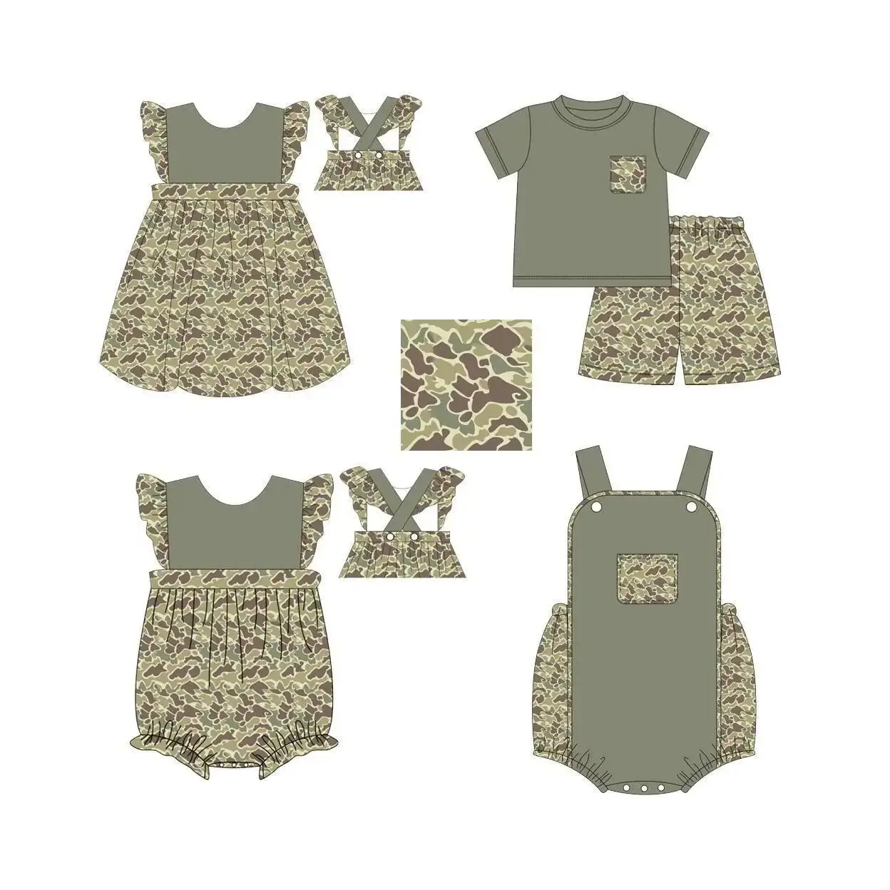 Hot Selling newborn Clothes Set Summer Matching Suit Camouflage Print Girls Clothes Boys Clothes Wholesale
Hot Selling newborn Clothes Set Summer Matching Suit Camouflage Print Girls Clothes Boys Clothes Wholesale