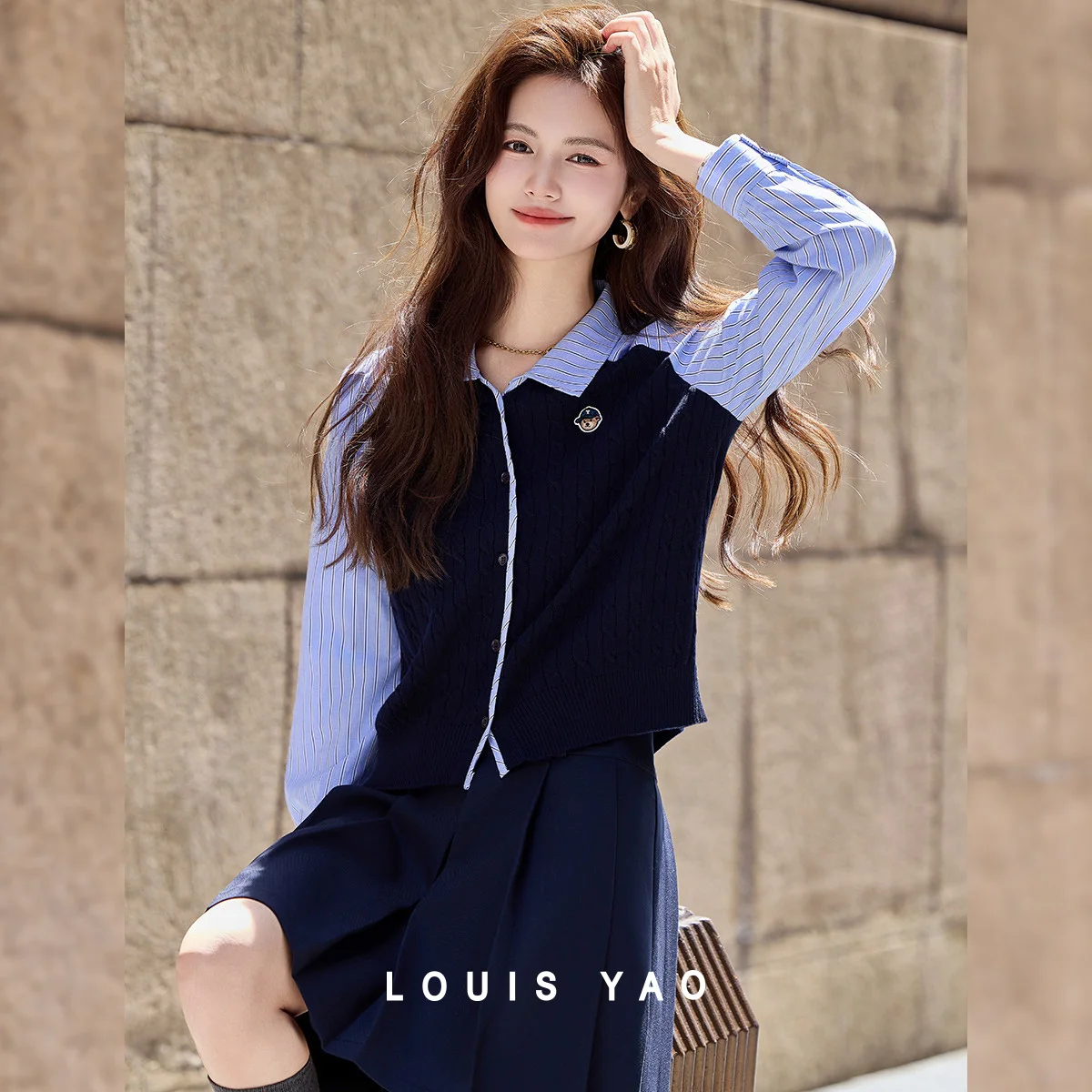 LOUIS YAO Gentle Color Blocked Splicing Knitted Cardigan 2025 Autumn Long Sleeve Knitwear Embroidered Logo Women's Sweater
LOUIS YAO Gentle Color Blocked Splicing Knitted Cardigan 2025 Autumn Long Sleeve Knitwear Embroidered Logo Women's Sweater