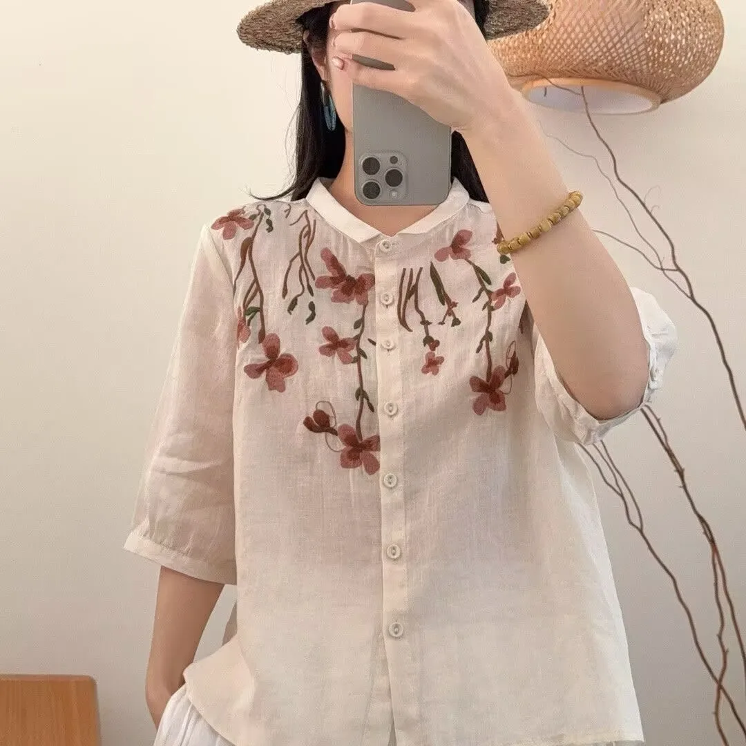 Korean Style plus Size Women's Summer New Embroidered Shirt Short Sleeve Outerwear Thin Embroidered Top Blouse Commute Style ...
Korean Style plus Size Women's Summer New Embroidered Shirt Short Sleeve Outerwear Thin Embroidered Top Blouse Commute Style ...