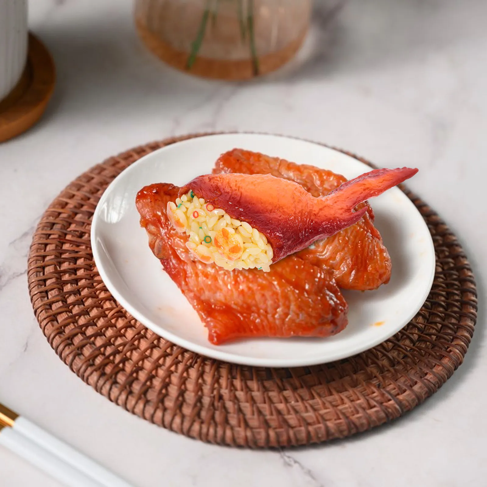 High Realism Fake Chicken Wings Rice Roll Artificial Food Prop Night Market Restaurant Kitchen Decoration Food Sample Display
High Realism Fake Chicken Wings Rice Roll Artificial Food Prop Night Market Restaurant Kitchen Decoration Food Sample Display