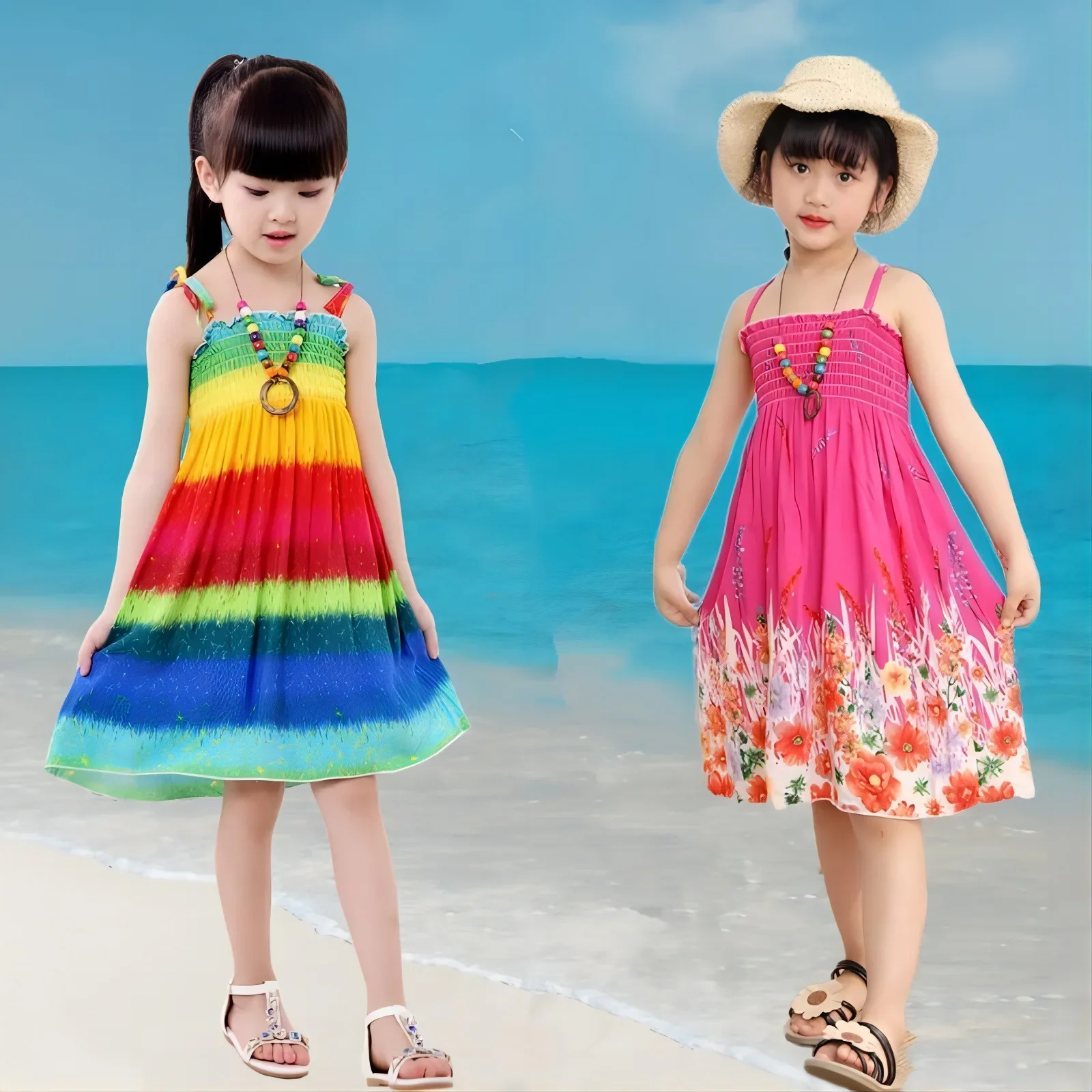 Summer Girls Floral Dress Sling Ruffles Bohemian Beach Princess Dresses for Girl Clothing 2 6 8 12 Years With Necklace Gift
Summer Girls Floral Dress Sling Ruffles Bohemian Beach Princess Dresses for Girl Clothing 2 6 8 12 Years With Necklace Gift