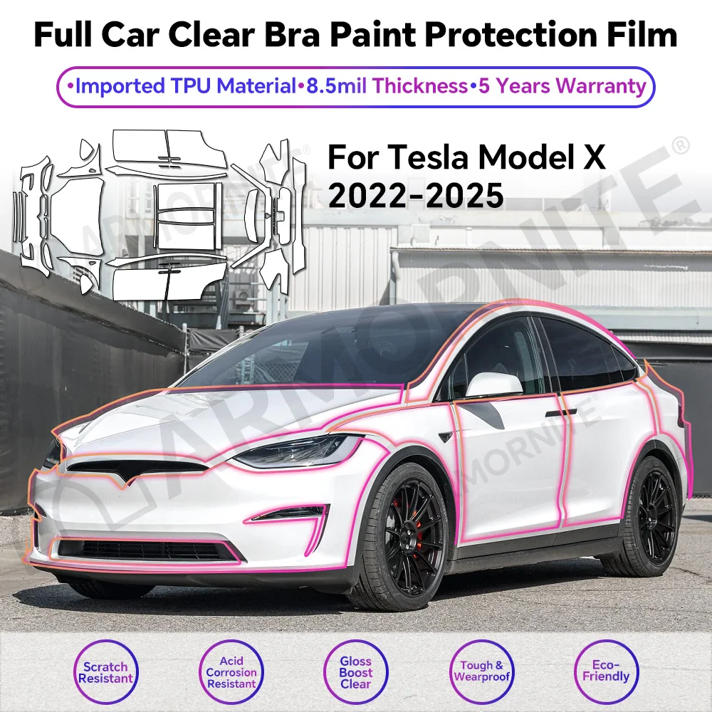 For Tesla Model X 2022-2025 Precut 8.5mil Matte Clear Scratch Resistant Full Vehicle Anti Yellowing Automotive Paint Protection
For Tesla Model X 2022-2025 Precut 8.5mil Matte Clear Scratch Resistant Full Vehicle Anti Yellowing Automotive Paint Protection