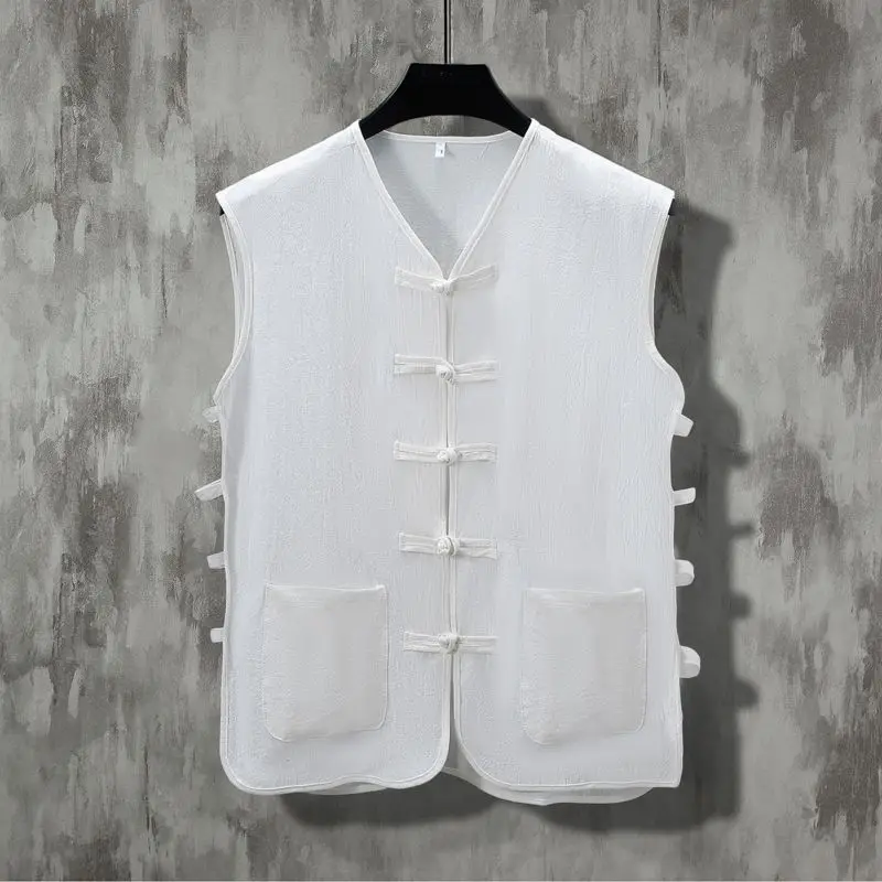Summer Men's 2024 New Chinese Style Patchwork V-Neck Fashion Solid Color Button Pocket Casual All-match Sleeveless Vest Tops
Summer Men's 2024 New Chinese Style Patchwork V-Neck Fashion Solid Color Button Pocket Casual All-match Sleeveless Vest Tops