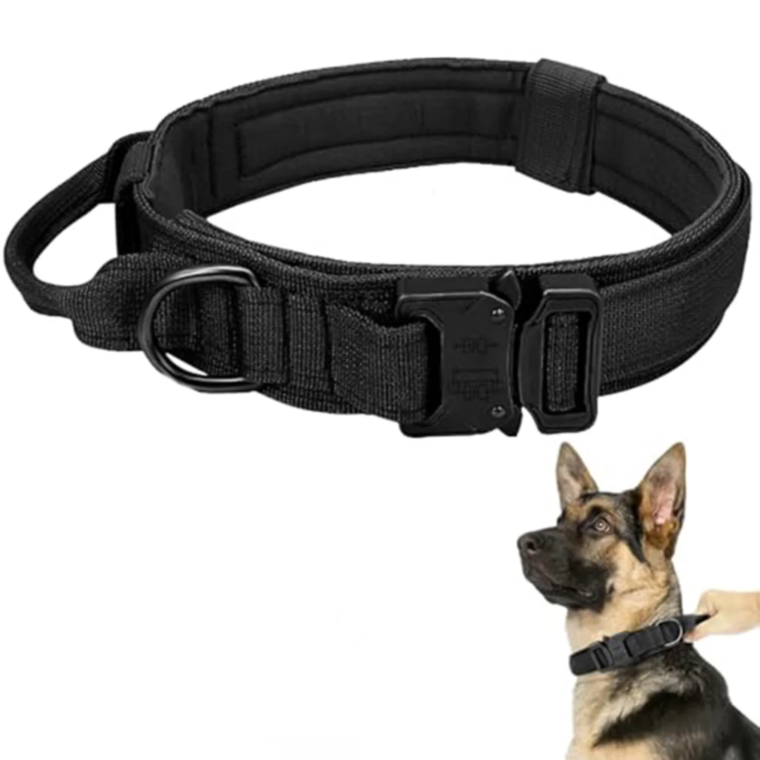 Pet Dog Collars with Traffic Handle Adjustable Heavy Duty German Shepherd Training Collar Lead Metal Buckle Tactical Dog Collar
Pet Dog Collars with Traffic Handle Adjustable Heavy Duty German Shepherd Training Collar Lead Metal Buckle Tactical Dog Collar