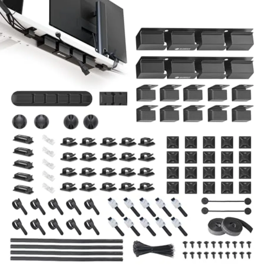 Under PC desk cable management kit: metal 316 stainless steel raceways, black, includes 6 holders, 4 sleeves, 60 clips, 2 rolls
Under PC desk cable management kit: metal 316 stainless steel raceways, black, includes 6 holders, 4 sleeves, 60 clips, 2 rolls