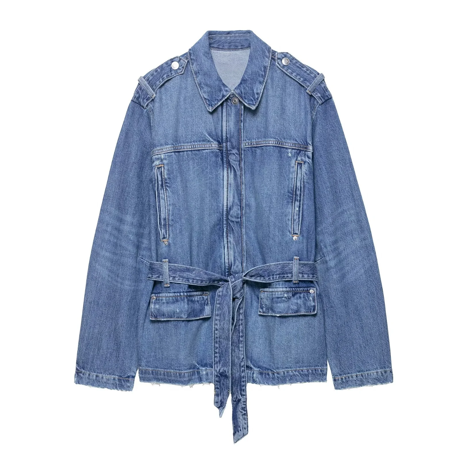 PB&ZA2025 autumn new women's casual fashion simple lapel long sleeve temperament belt long denim jacket
PB&ZA2025 autumn new women's casual fashion simple lapel long sleeve temperament belt long denim jacket