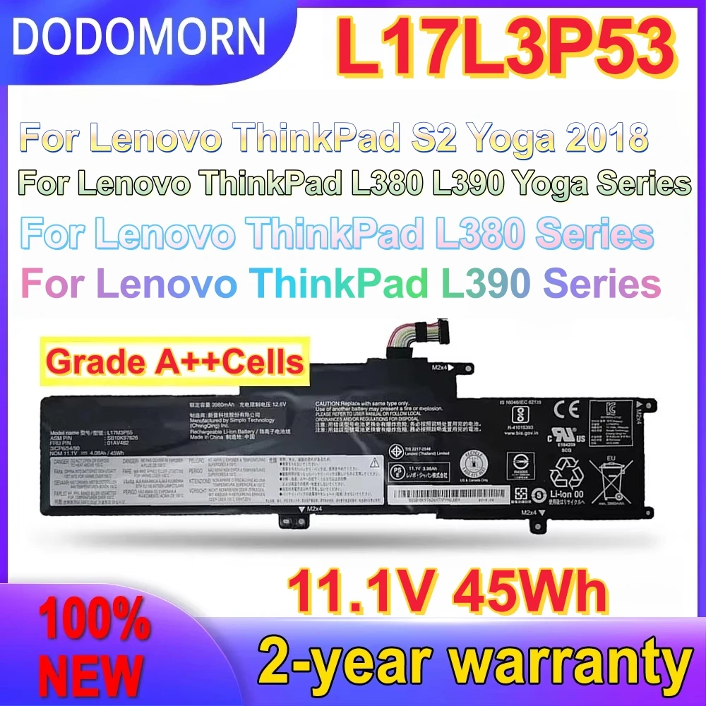 New L17L3P53 Battery For ThinkPad L380 Yoga L390 Yoga S2 Yoga 3rd Gen 01AV481 01AV482 01AV483 L17C3P53 L17M3P55 Series
New L17L3P53 Battery For ThinkPad L380 Yoga L390 Yoga S2 Yoga 3rd Gen 01AV481 01AV482 01AV483 L17C3P53 L17M3P55 Series