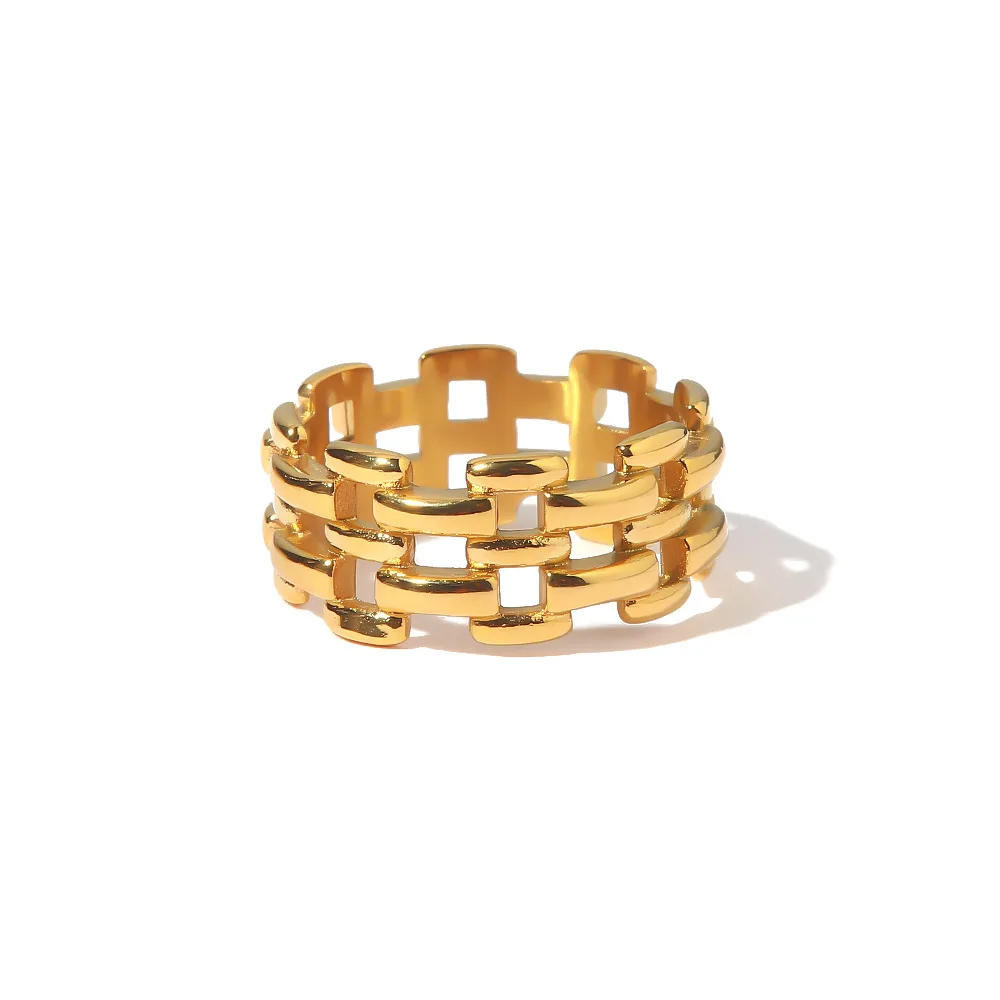 Stainless Steel PVD 18K Gold Plated Tarnish Waterproof Cutout Watch Band Rings For Woman Jewelry Wholesale Trendy
Stainless Steel PVD 18K Gold Plated Tarnish Waterproof Cutout Watch Band Rings For Woman Jewelry Wholesale Trendy