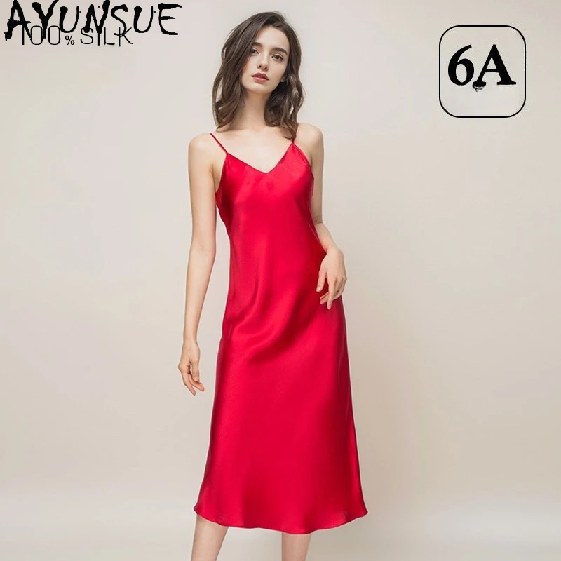AYUNSUE 100% Mulberry Silk Night Dress Women Summer Clothes 16MM Silk Pajama Sexy Sleepwear Sling Long Dresses Woman Пижама
AYUNSUE 100% Mulberry Silk Night Dress Women Summer Clothes 16MM Silk Pajama Sexy Sleepwear Sling Long Dresses Woman Пижама