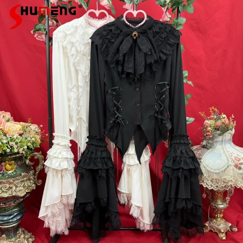 Y2k Kawaii Blouse Japanese Lolita Gothic Lace Bow Blouse Slim Fit Inner Layer Shirt Special Chic Design Long Bell Sleeves Top
Y2k Kawaii Blouse Japanese Lolita Gothic Lace Bow Blouse Slim Fit Inner Layer Shirt Special Chic Design Long Bell Sleeves Top