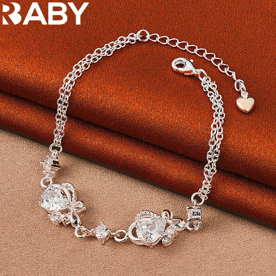 URBABY 925 Sterling Silver Zircon Pendant Heart Chain Bracelet For Women Fashion Jewelry Charm Grace Party Birthday Gifts
URBABY 925 Sterling Silver Zircon Pendant Heart Chain Bracelet For Women Fashion Jewelry Charm Grace Party Birthday Gifts