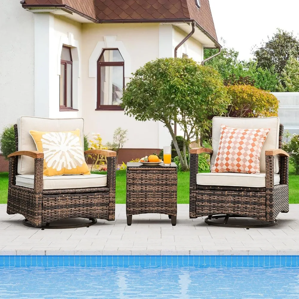 3 Piece Outdoor Swivel Rocker, Patio Furniture Bistro Set with 360° Wood Armrests Swivel Rocking Chairs and Side Table for Porch
3 Piece Outdoor Swivel Rocker, Patio Furniture Bistro Set with 360° Wood Armrests Swivel Rocking Chairs and Side Table for Porch