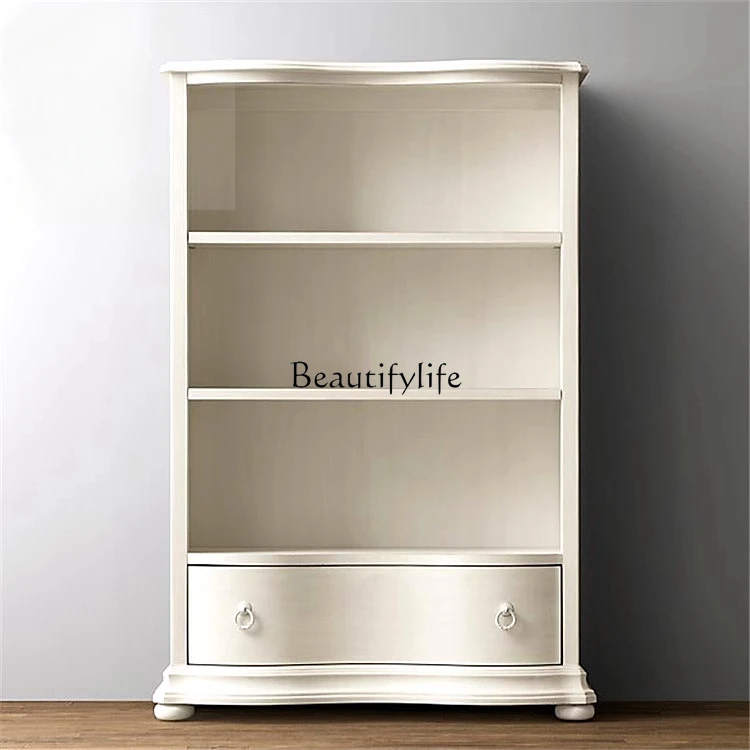 French minimalist postmodern white old solid wood bookcase, American style
French minimalist postmodern white old solid wood bookcase, American style