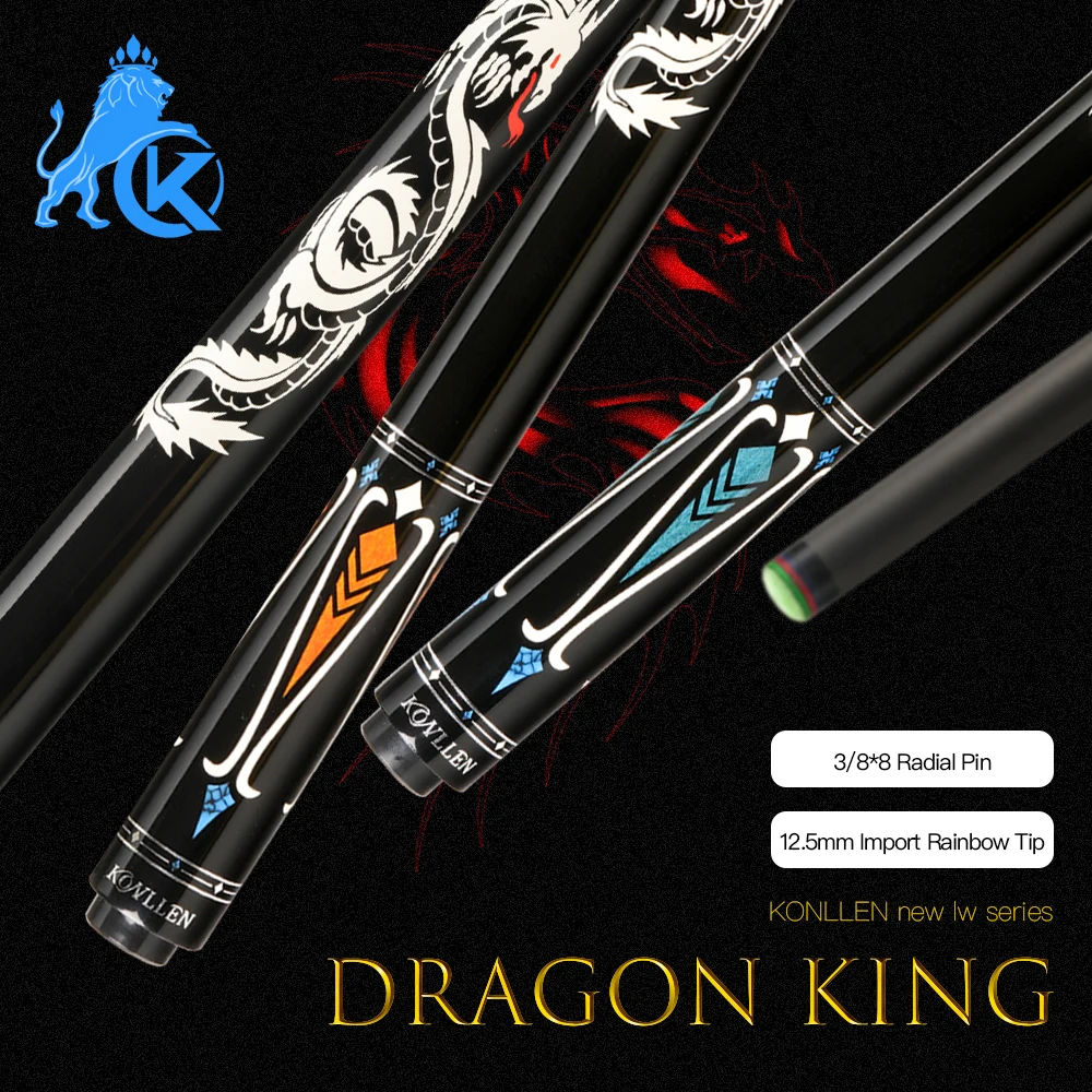 KONLLEN Carbon Fiber Pool Cue Stick 58-inch Professional Radial Joint Low Deflection Billiard Cues with 12.5mm Tip
KONLLEN Carbon Fiber Pool Cue Stick 58-inch Professional Radial Joint Low Deflection Billiard Cues with 12.5mm Tip