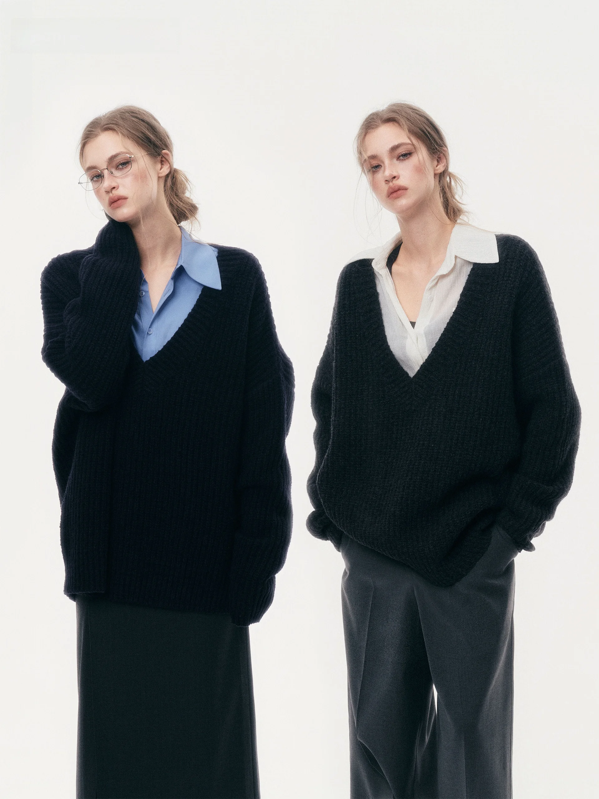JOURJOUR Wool Blend Chunky Knit V-Neck Lazy Style Sweater Commute Friendly Loose Fit Mid-Length Winter Essential Top
JOURJOUR Wool Blend Chunky Knit V-Neck Lazy Style Sweater Commute Friendly Loose Fit Mid-Length Winter Essential Top