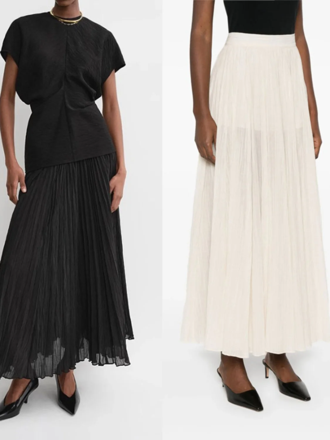Spring Summer 2024 High Waist Pleated Skirt Lightweight Breathable Semi-Transparent Textured Design Midi Skirts
Spring Summer 2024 High Waist Pleated Skirt Lightweight Breathable Semi-Transparent Textured Design Midi Skirts
