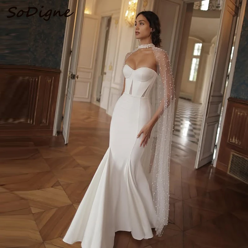 SoDigne Mermaid Simple Wedding Dresses Sweetheart Sleeveless Satin Bridal Dress Long Wedding Gown Robe De Mairee Customized
SoDigne Mermaid Simple Wedding Dresses Sweetheart Sleeveless Satin Bridal Dress Long Wedding Gown Robe De Mairee Customized