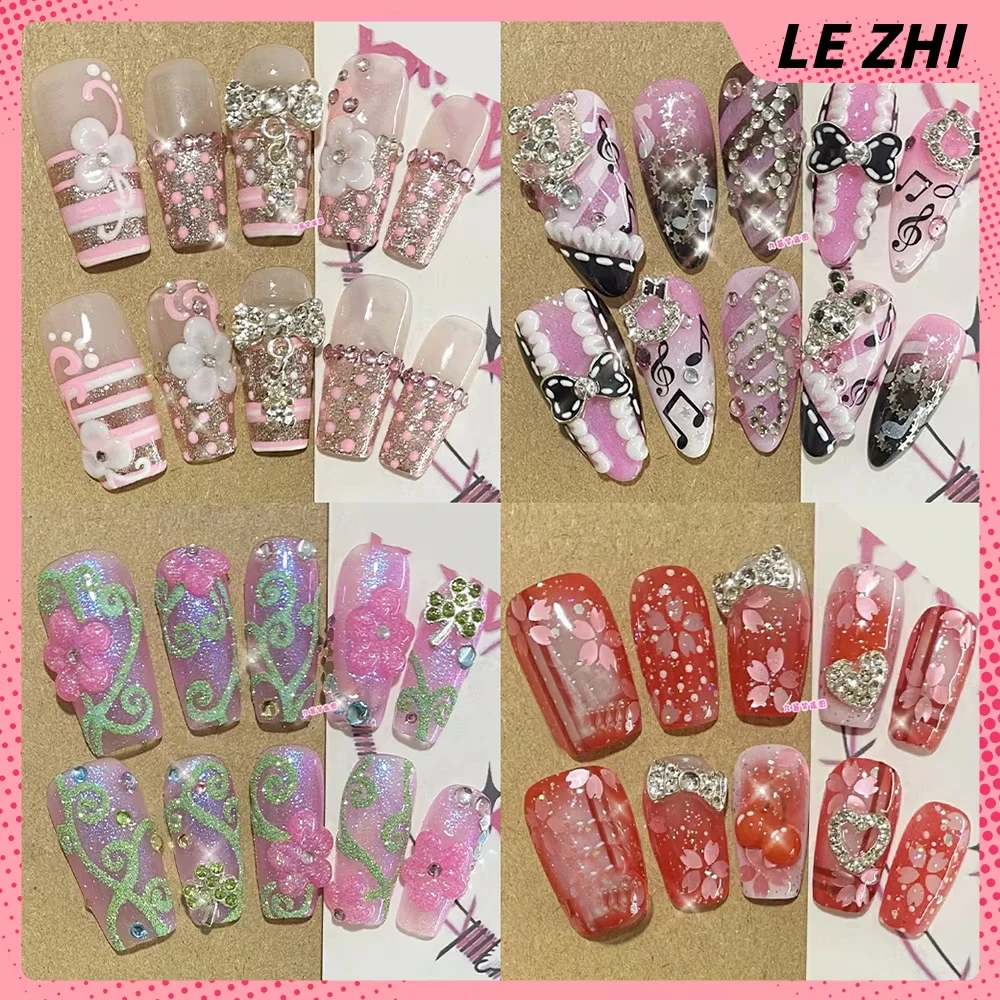 Sweet Cool Cartoon Handmade Long Coffin Almond Ellipse Removable Fake Nails Y2K Flower Diamond Bowknot Music Note Press On Nails
Sweet Cool Cartoon Handmade Long Coffin Almond Ellipse Removable Fake Nails Y2K Flower Diamond Bowknot Music Note Press On Nails