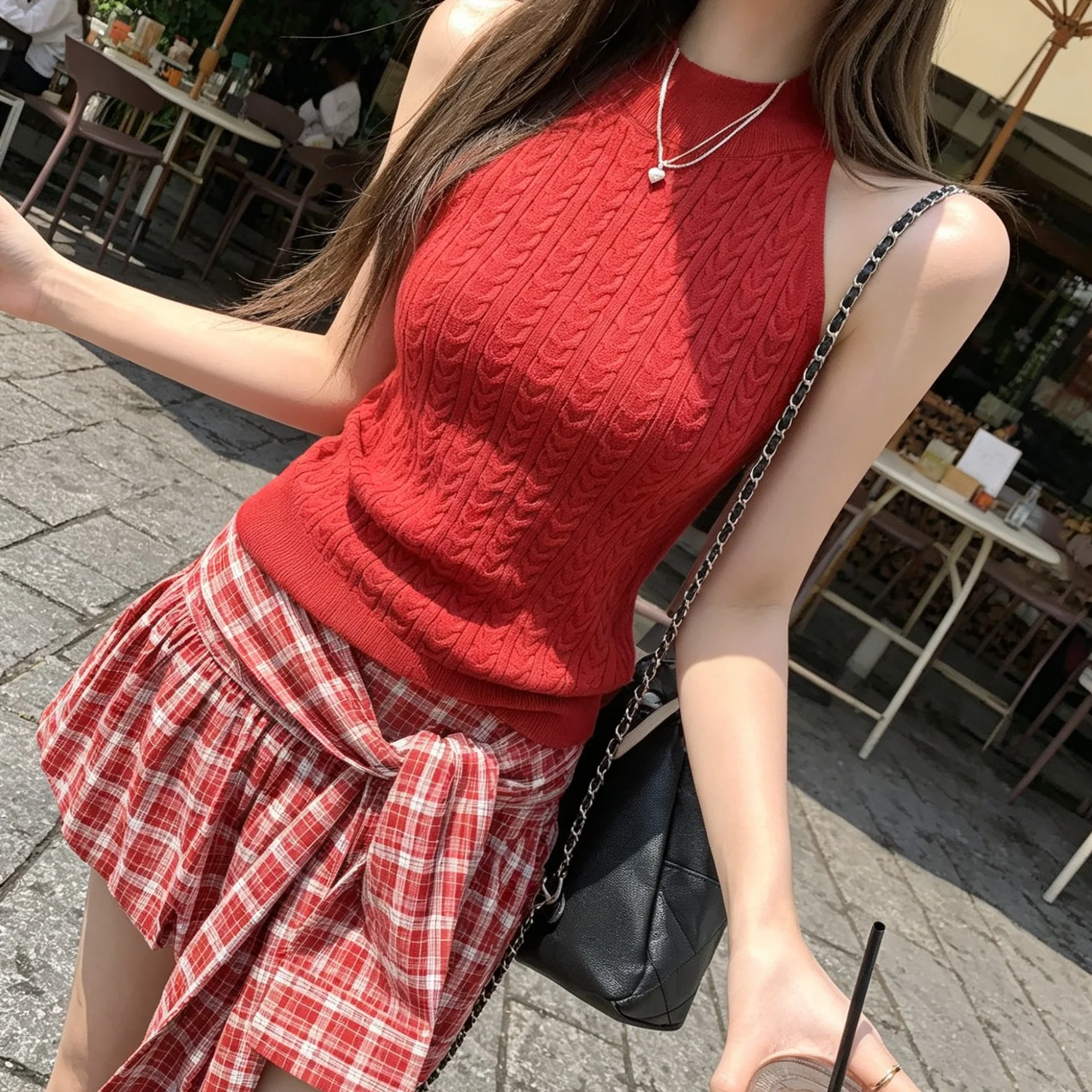Red Spun Knit Crop Top Women's Slim Fit Neck Hanging Vest Summer Design Sense Casual Wear Home Clothes Full Coverage
Red Spun Knit Crop Top Women's Slim Fit Neck Hanging Vest Summer Design Sense Casual Wear Home Clothes Full Coverage