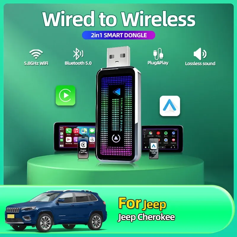 Wireless Adapter Car Play Dongle Bluetooth WiFi Fast Connect Plug and Play for OEM Wired CarPlay Car New For Jeep Cherokee
Wireless Adapter Car Play Dongle Bluetooth WiFi Fast Connect Plug and Play for OEM Wired CarPlay Car New For Jeep Cherokee