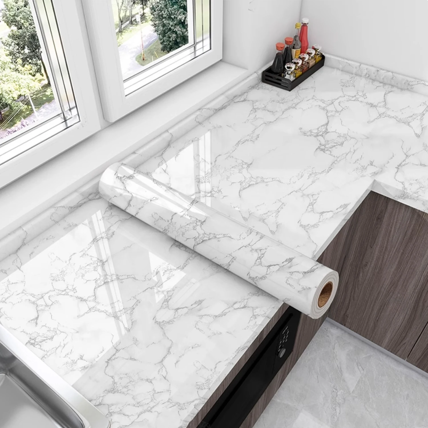 Мраморная кухонная маслостойкая пленка, водонепроницаемая влагостойкая самоклеящаяся обои, столешница, шкаф, ремонт плитки, наклейка 
Мраморная кухонная маслостойкая пленка, водонепроницаемая влагостойкая самоклеящаяся обои, столешница, шкаф, ремонт плитки, наклейка